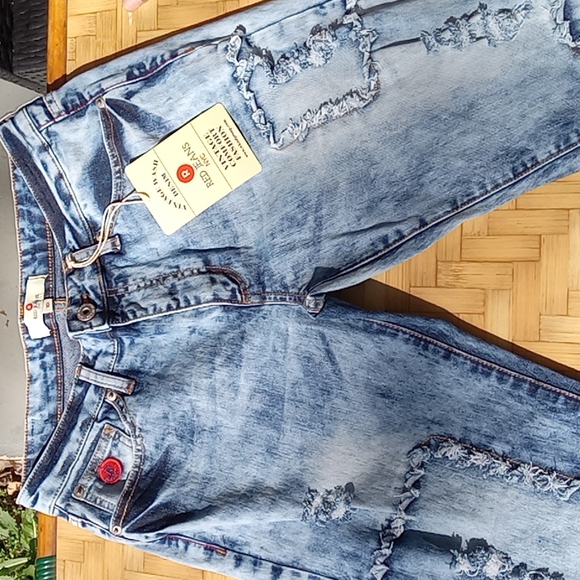 Distressed Red Jeans NYC- Size 10 - Picture 2 of 6